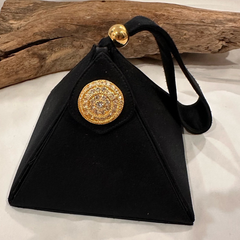 Vintage Carey Adina Elegant Black Pyramid Evening Purse